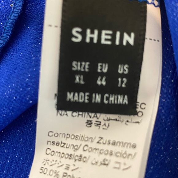 Vibrant Blue Sparkling Thin Strap Cocktail Dress Poly Blend SHEIN Sz XL/12 - Picture 4 of 9